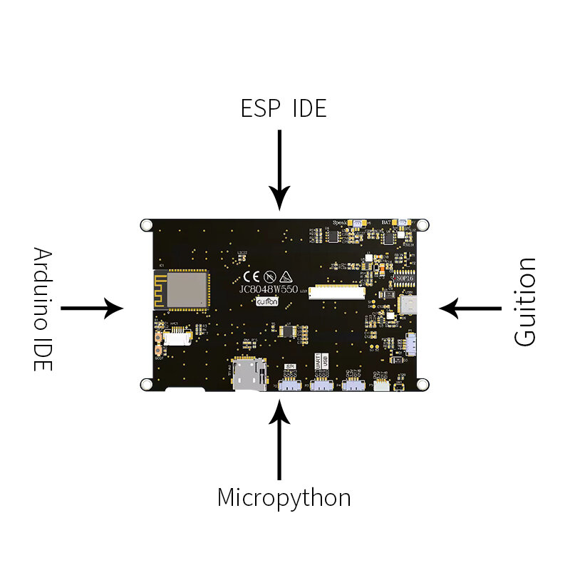 Guisi ESP32S3 8M PSRAM 16M FLASH 5-inch IPS 800*480 modul Tampilan LCD definisi tinggi Capacitive touchwith WIFI dan Bluetooth