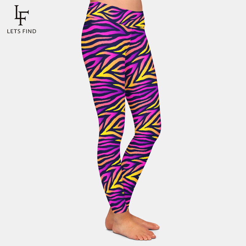 LETSFIND High Quaility Women Pants 3D Milk Silk Digital Print Soft Fitness Leggins High Waist Stretch Full Leggings