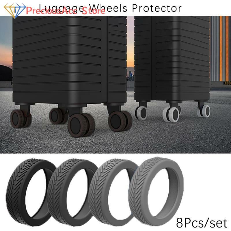8Pcs Anti-wear Luggage Wheels Protector Cover Silicone Trolley Case Silent Caster Sleeve Reduce Noise For 5.3CM Suitcase Wheel
