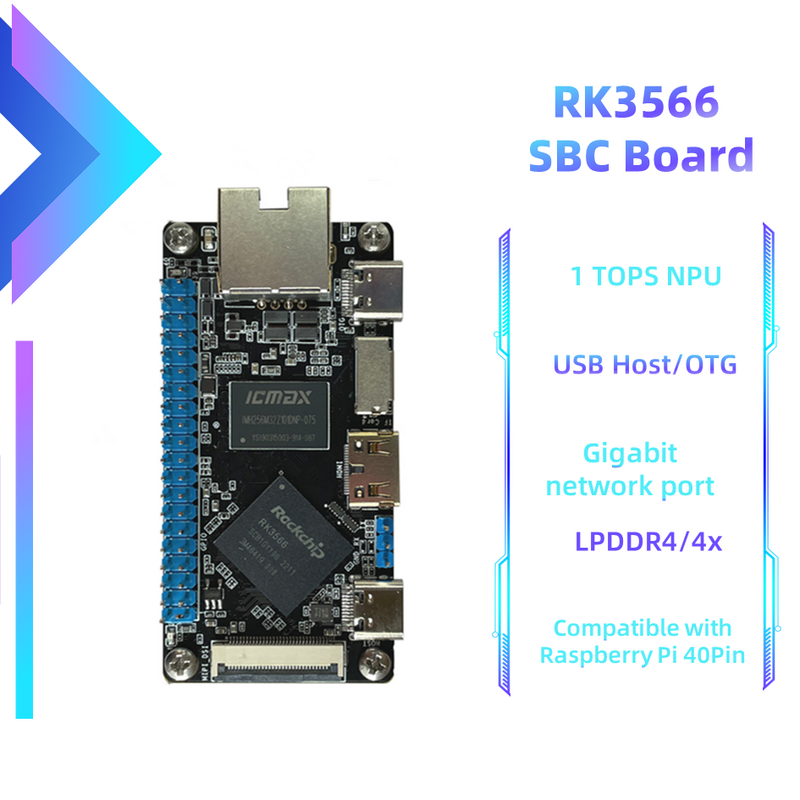 คอมพิวเตอร์บอร์ดเดียวระบบลีนุกซ์แบบ RK3566โอเพนซอร์สสำหรับเล่นเกมหุ่นยนต์ระบบฝังตัวคอมพิวเตอร์อย่างราสเบอรี่ Pi