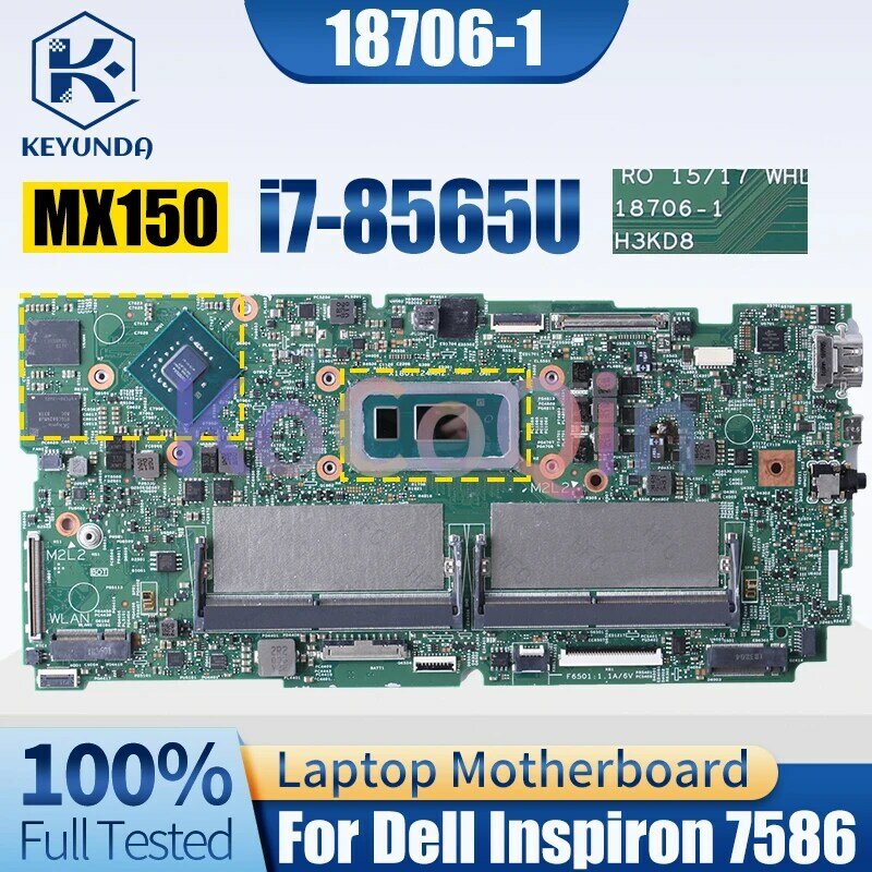 Dell inspiron laptop motherboard, 18706-1, testado completamente, i7-8565u, mx150, 0c6kn0