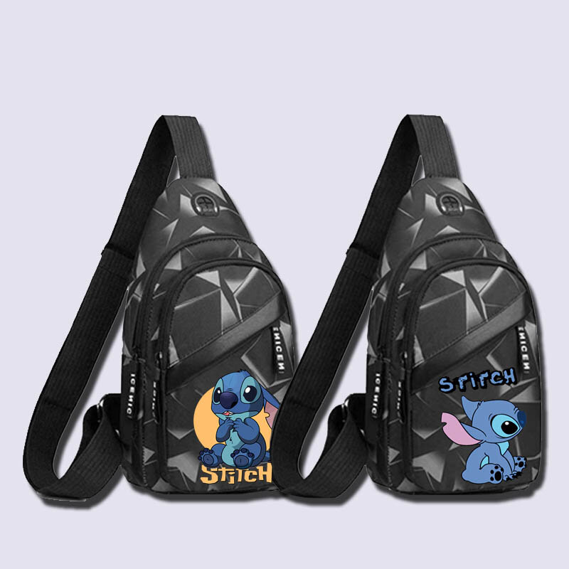 Disney-Bolsa tiracolo masculina, Lilo e Stitch, bolsa multifuncional no peito de ombro, mochila casual ao ar livre, bolsa da tendência