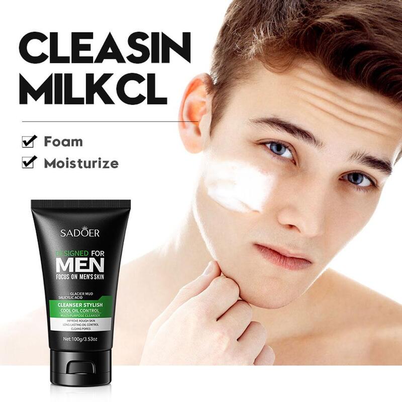 100g Moisturizing Facial Cleanser For Men Oil Control Deep Cleaning Face Wash Blackhead Removal Skin Care Prodcuts J6V6