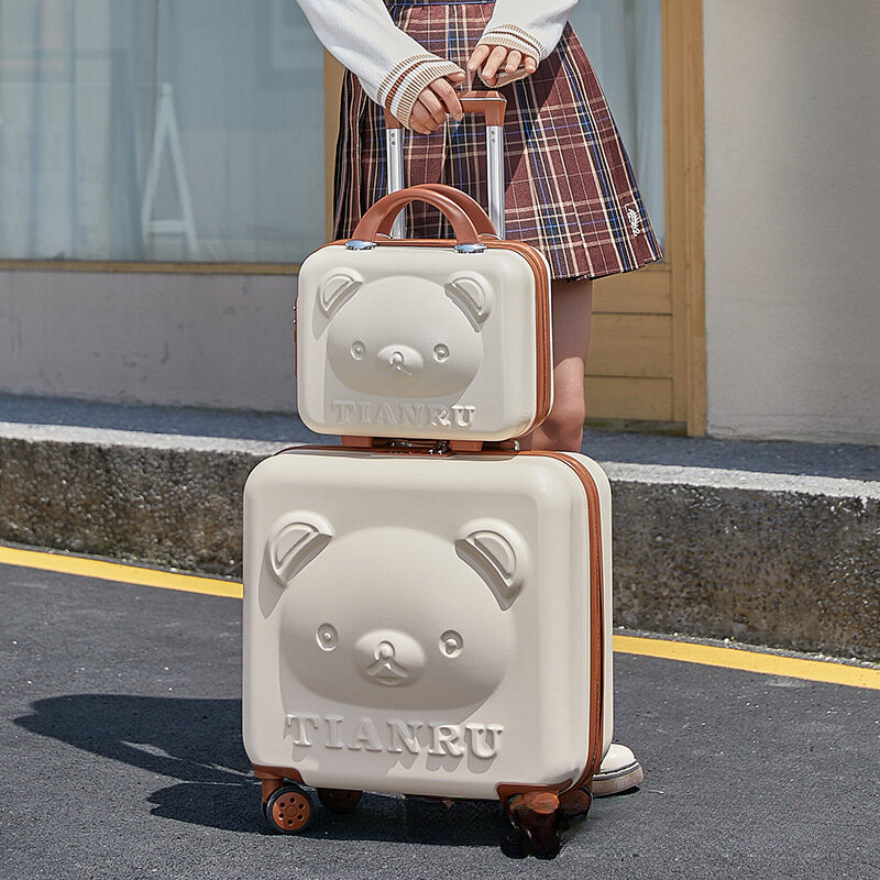 чемоданы на колесах Детский чемодан, 20-дюймовый мультяшный чемодан с медведем, детская тележка, детский Дорожный чемодан на колесах, багажная сумка