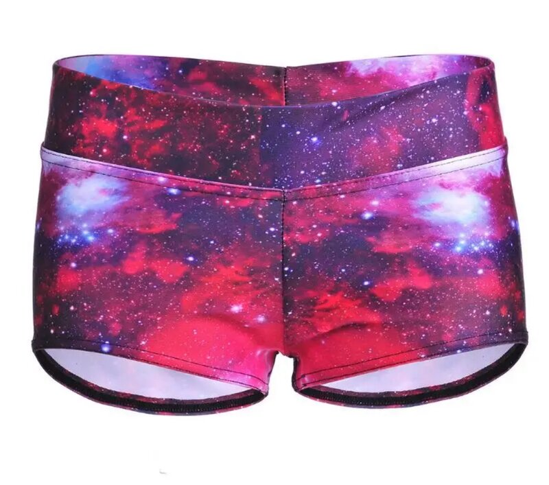 Pantalones cortos con cinturón ancho para mujer, Shorts sexys con estampado de galaxia y cielo, 2XL, 3XL