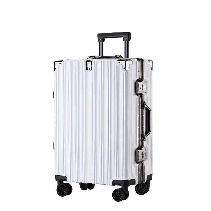 Koper bagasi troli, 20/24/26/28 inci bingkai aluminium, koper berpergian dengan roda, kunci kombinasi, bagasi bawaan