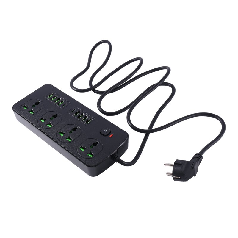 Power Strip Plug AC Outlet Multiprise Extension Cord Electrical Socket PD USB C Ports Phone Fast Charger EU Plug