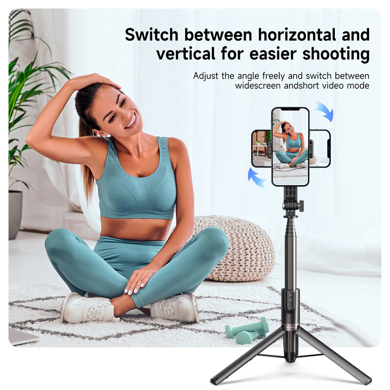 TELESIN – perche à Selfie Vlog, trépied de 1.3M pour GoPro Hero Insta 360 DJI, caméra d'action pour Smartphone avec télécommande sans fil Bluetooth