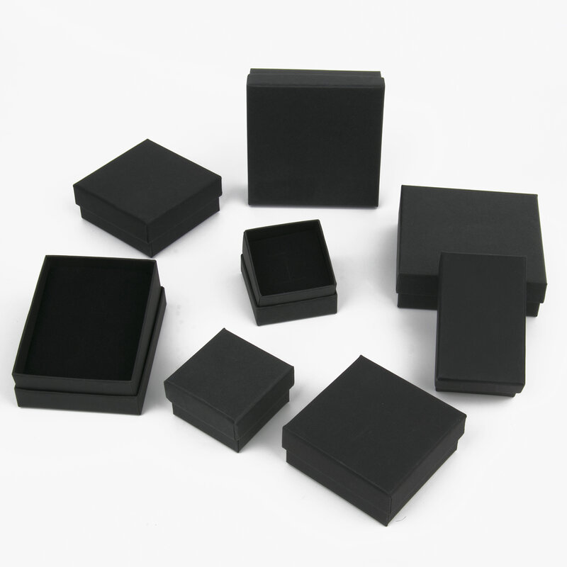 Black Cardboard Jewelry Caixas Set, presentes presentes, armazenamento Display, colares, pulseiras, brincos, anéis