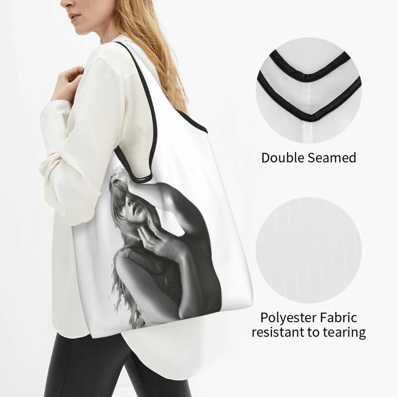 Grandes reutilizáveis TPR Swifts Black Dog Grocery Bags, Reciclar Foldable Shopping Eco-Friendly Bag, Lavável com bolsa
