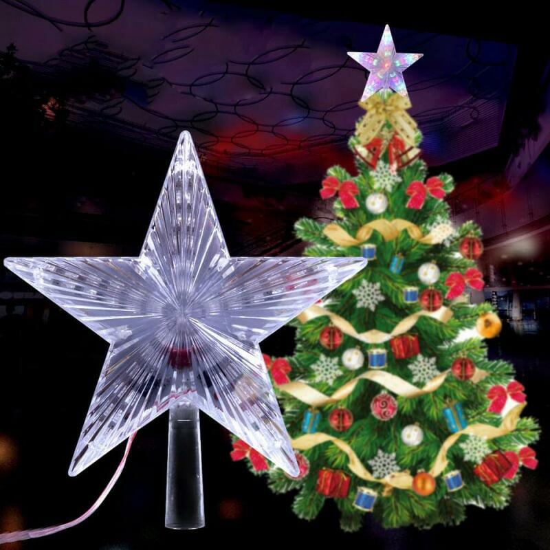 Kerstboom Topper Ster Led Light Ip65 Waterdicht Led Xmas Boom Pentagram Gloeiende Vijfpuntige Ster Kerstboom Top Ster