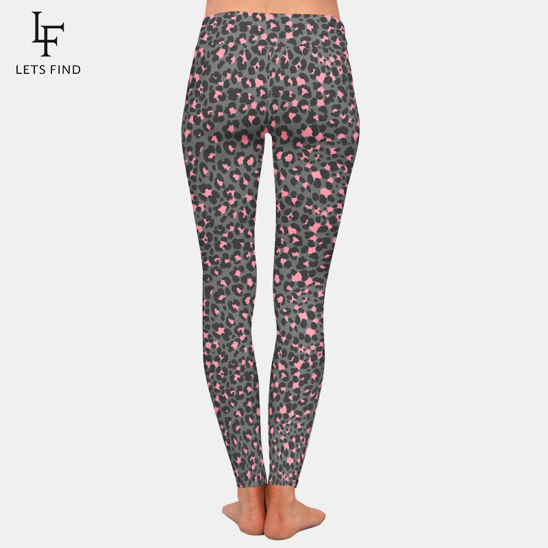 LETSFIND 2020 moda donna stampa pantaloni 3D Leopard Grain Design vita alta donna Fitness Leggings elastici