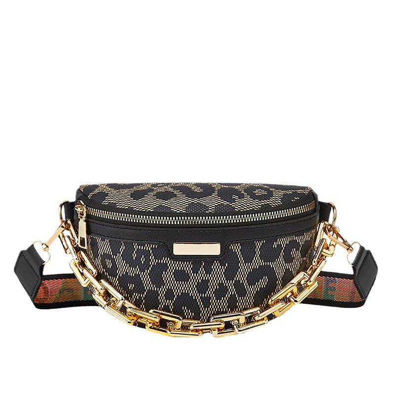 Leopard Print Embroidery Square Bag Shoulder Strap with Printed Large Capacity Shoulder Crossbody Bag for Women