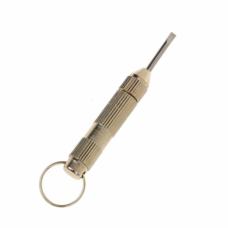 Multifunctionele 4-in-1 mini draagbare multifunctionele gouden opener schroevendraaiers oorpluk oorreiniger sleutelhangerset
