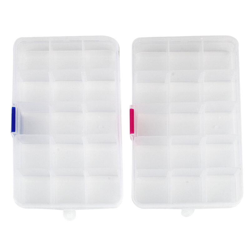 15 Grids Clear Plastic Jewelry Box Container with Removable Dividers