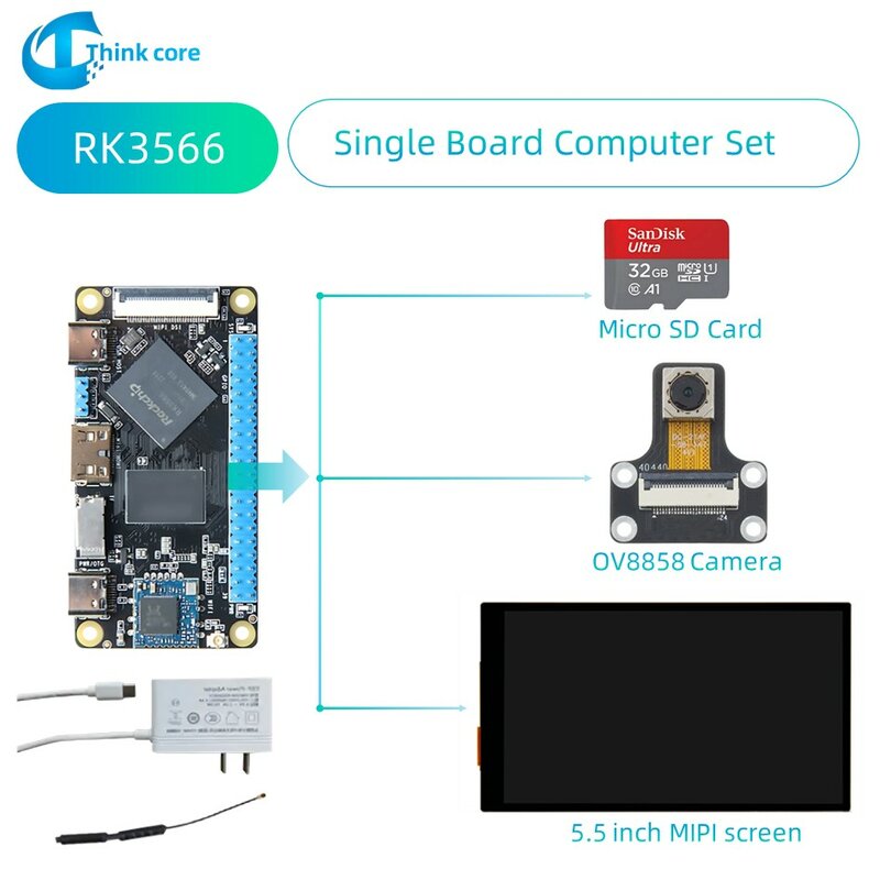 Single Board System Suporte Linux Desenvolvimento Android, Câmera de 8MP, Mipi, Tela de Toque Capativo, Micro SD, Raspberry Pi, TP-0W, RK3566