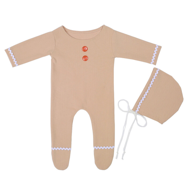 Fotografia neonatale Propsnewborn Photography Christmas Outfit Set Gingerbread Man Footed pagliaccetto