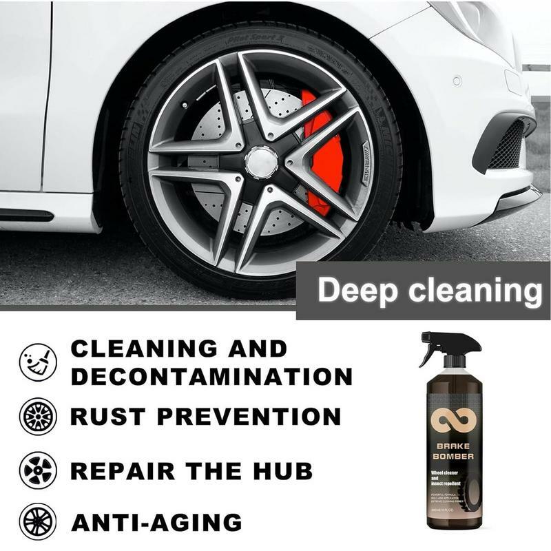 Car Wheel Spray Cleaner 10.14oz Brake Dust Remover Spray Tire Cleaner Abnormal Noise Elimination Brake Disc Parts Rust Removal