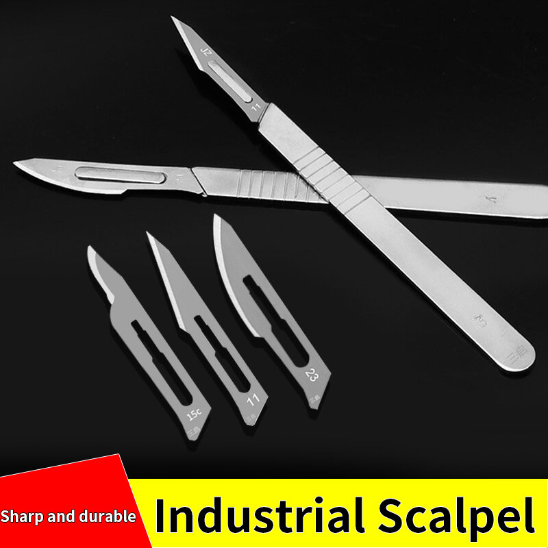 11# 23#  15C# Carbon Steel Surgical Scalpel Blades + 1pc Handle Scalpel DIY Cutting Tool PCB Repair Animal Surgical Knife