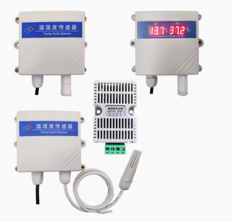 Sensor transmisor de temperatura y humedad, sonda de riel de tarjeta RS485, montado en la pared, adquisición de pantalla digital modbus de alta precisión