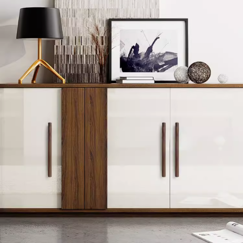 Nordic Walnut Wooden Handles Long Wardrobe Wood Furniture Pulls Drawer Cabinet Door Knob T Bar Decoration Furniture Hardware