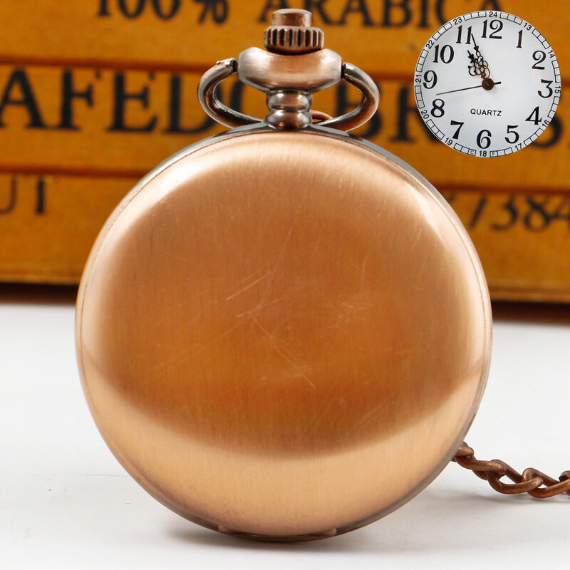 Direct Selling Classic Red Retro Quartz Pocket Watch Smooth White Dial Steampunk Chain Watch Bestselling