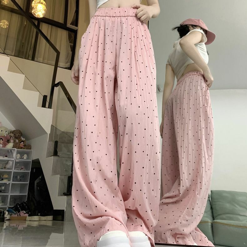 Instagram Fresh Wave Dot pantaloni Casual per donna primavera/estate 2024 pantaloni larghi larghi stile sottile e pigro