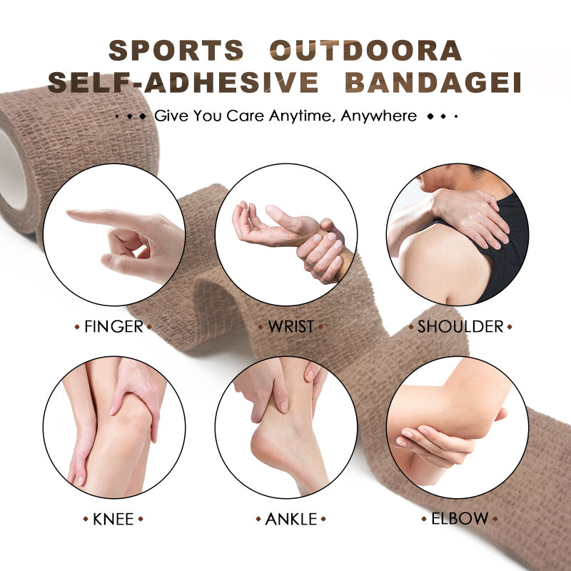 Wosport colorido esporte auto adesivo elástico bandagem envoltório fita 4.5m elastoplast para joelho apoio almofadas dedo tornozelo palma ombro