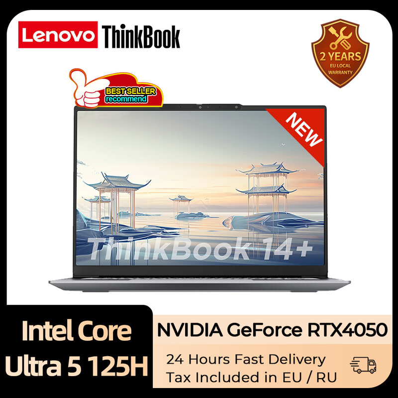 Lenovo ThinkBook laptop 14 + 2024 AI Core Evo Ultra 5 Intel Arc /RTX4050 grafis 16GB/32GB LPDDR5X 1T SSD 14.5 inci PC Notebook