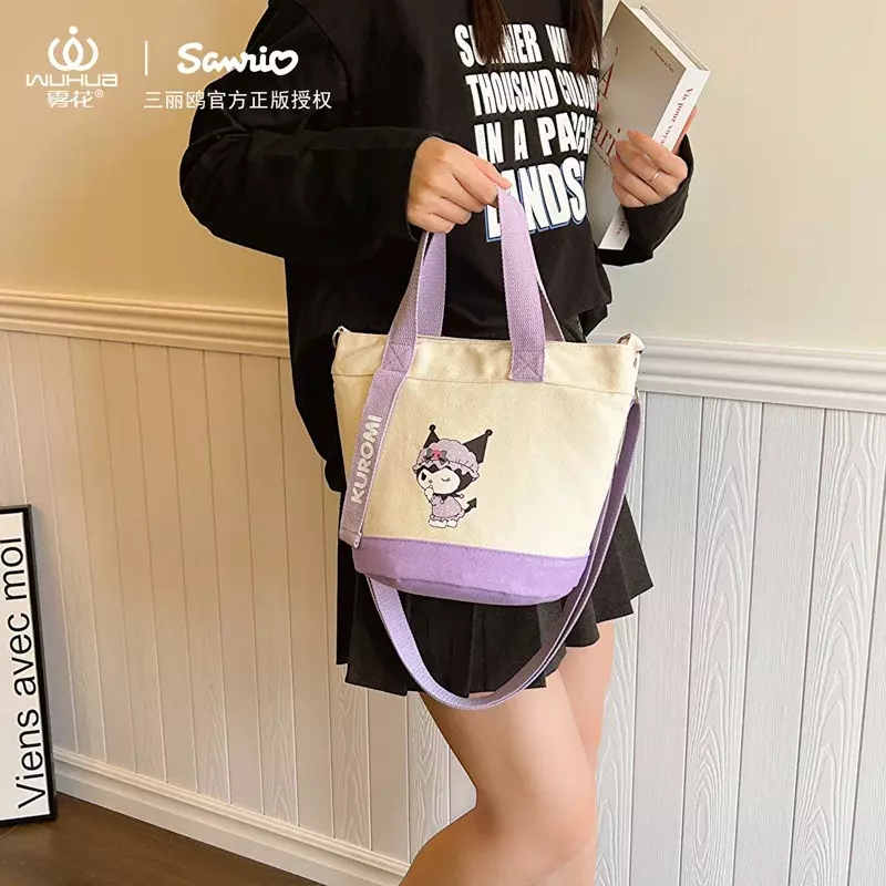 Sanrio Canvas Tote Kuromi cartoon handsome carrying a commuter bucket woman shoulder straddle bag