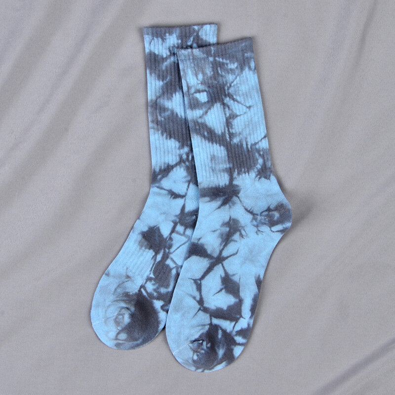 Calcetines Tie-dye para hombre y mujer, medias de tubo largo para monopatín europeo y americano, primavera y otoño, novedad