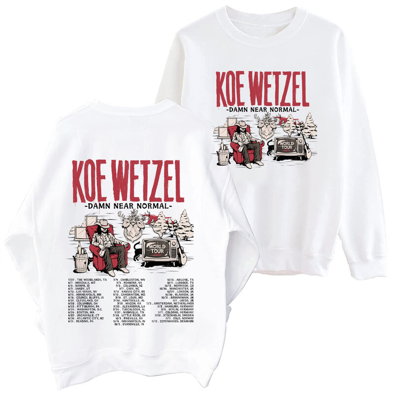 K0E Wetzel World Tour 2024 Sweatshirt Pria Wanita Harajuku Hip Hop leher bulat lengan panjang kebesaran Hoodie hadiah penggemar