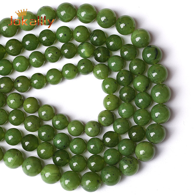 Natural Canada Jade Gemstone Beads AAAAA Quality Stone Round Loose Beads For Jewelry Making Diy Bracelet Accessories 6 8 10 12mm