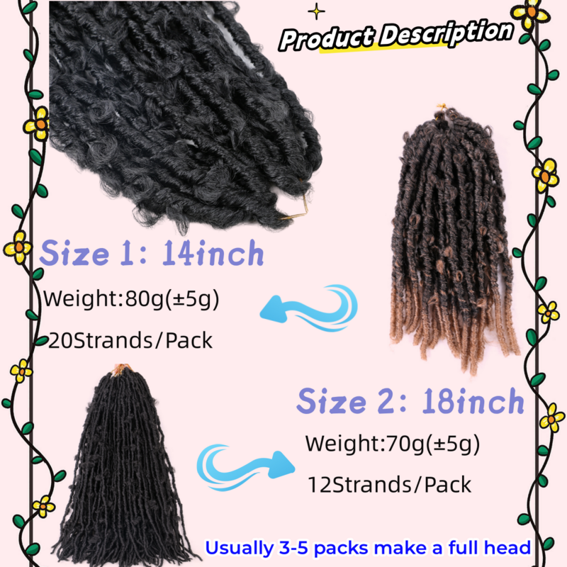 Awahair-Tresses longues au crochet papillon pour femmes noires, faux cheveux, tresses Boho Locs, cheveux tressés, 14 po, 18 po