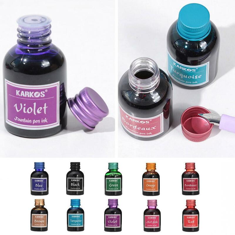 Tinta de pluma estilográfica de colores puros, recarga de tinta, papelería escolar, caligrafía, escritura, alta calidad, 20 ml, 30ml, 1 botella