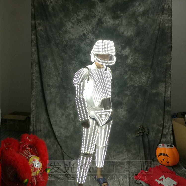 Costume da robot a led di alta qualità abbigliamento a led luci a LED costumi da ballo luminosi per Night Club space suit