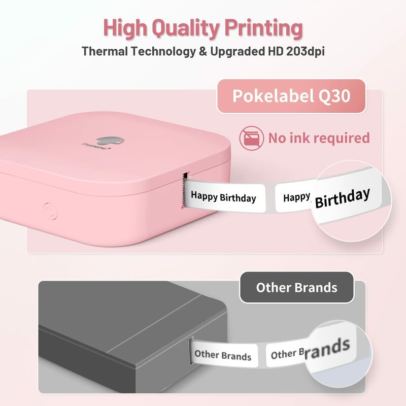 Phomemo Q30 mesin pembuat Label termal, mesin pencetak Label termal saku Mini DIY Label tanggal nirkabel berbagai kertas