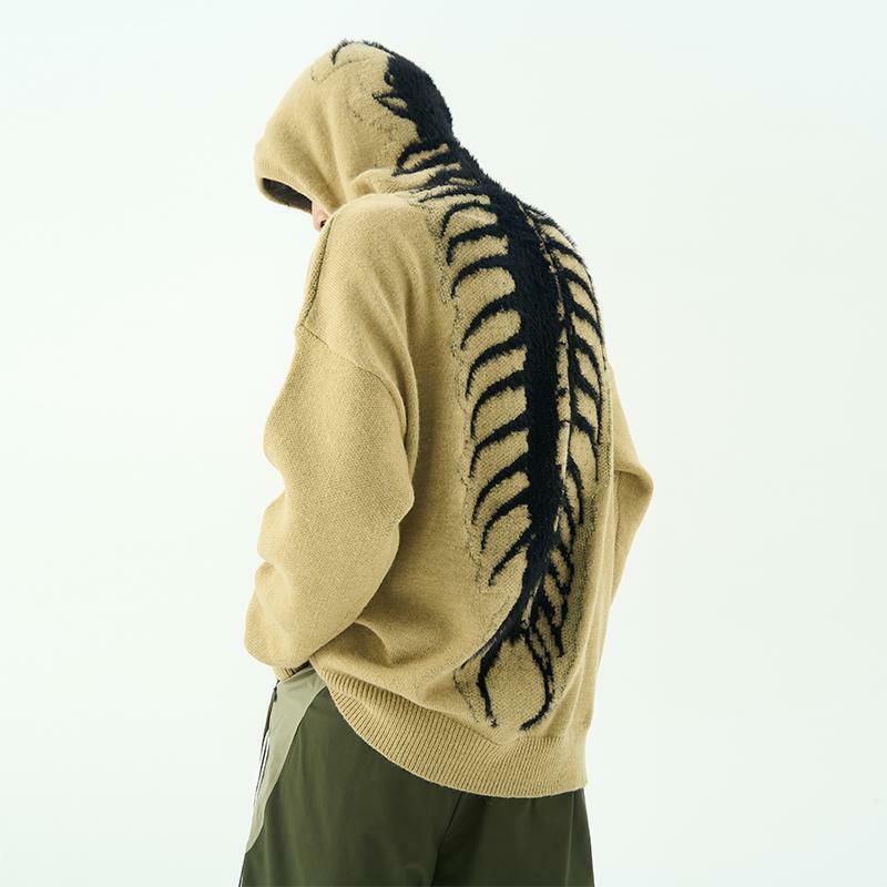 Camisola bordada estilo americano masculina, malhas com capuz Y2K, top de rua, roupas de inverno, tendência, 2023