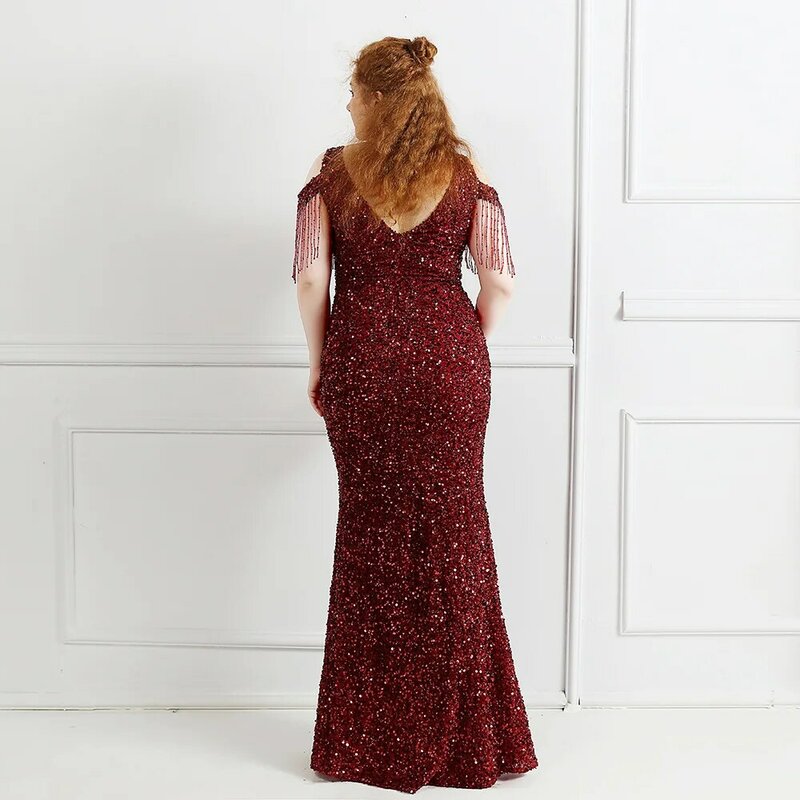 マーメイドスタイルのイブニングドレス,大きいサイズ,セクシー,ストラップ,スパンコール,赤