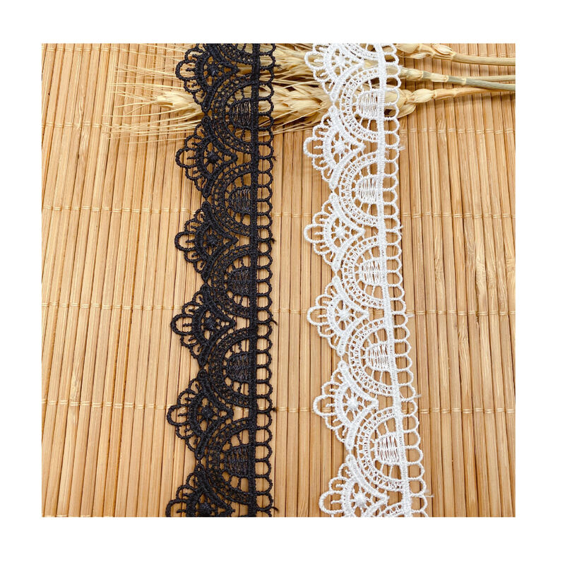 여성용 자수 레이스 원단면 바느질 트림 블랙 화이트 레이스 원단, 2.9cm 리본 웨딩 드레스 tissu dentelle, 1 야드