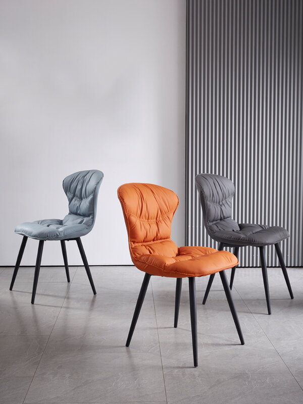 Nordic cadeiras de jantar couro casa sala estar com encosto assentos macios ergonômico móveis cozinha fezes relaxante cadeira mesa