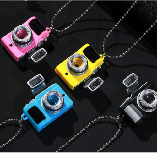크리에이티브 시뮬레이션 카와이 미니 카메라 LED 글로우 사운드 카메라 키 체인 목걸이 펜던트, 여성 남성 생일 선물 재미있는 장난감
