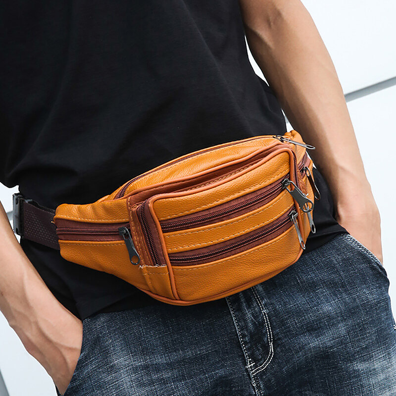 Lkeep marca moda masculina pacotes de cintura de couro dos homens organizador de viagem pacote de cintura necessidade cinto de cintura saco do telefone móvel