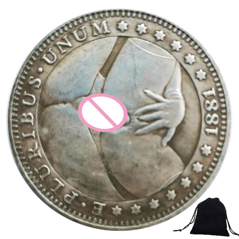 Moneda conmemorativa de lujo de un dólar, monedas de Arte de EE. UU., regalo de bolsillo para pareja, moneda conmemorativa de la suerte + bolsa de regalo