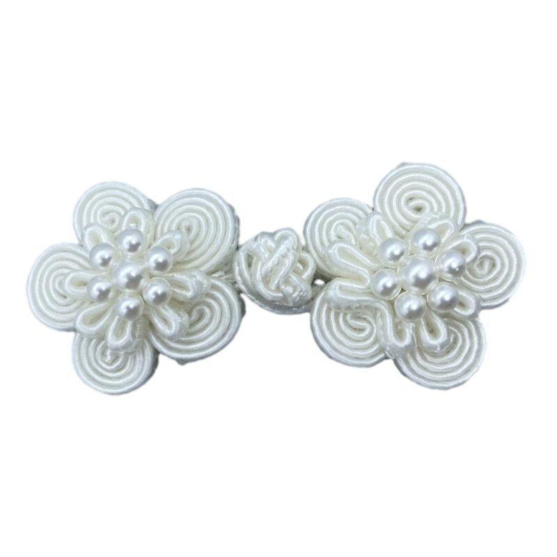 E15E Vintage Flower Perłowe guziki chińskim węzłem Tradycyjna ozdoba stylu qipao