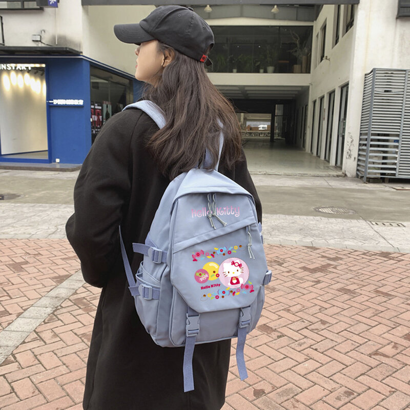 Sanrio, Hello kitty рюкзак для детей, девочек, мальчиков, черная, синяя школьная сумка, кавайная Студенческая сумка, Мультяшные женские водонепроницаемые сумки, детский подарок