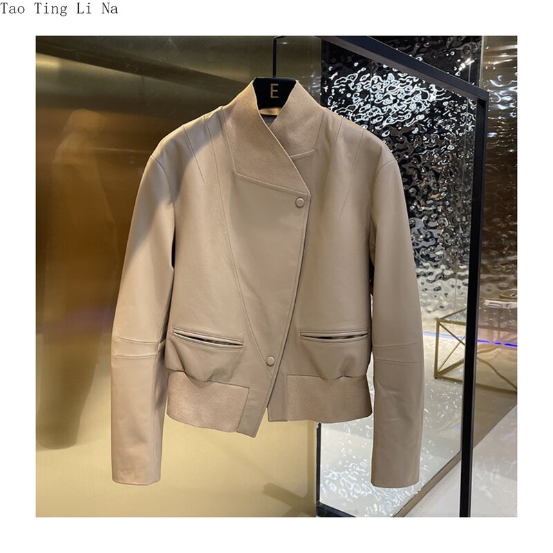 2022 New Women Leather Jacket Genuine Leather Jacket Fashion Sheepskin Coat S14