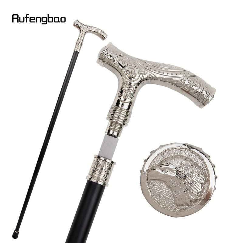 White Eagle Head Flower Single Joint Walking Stick with Hidden Plate Self Defense Fashion Cane  Cosplay Crosier 93cm