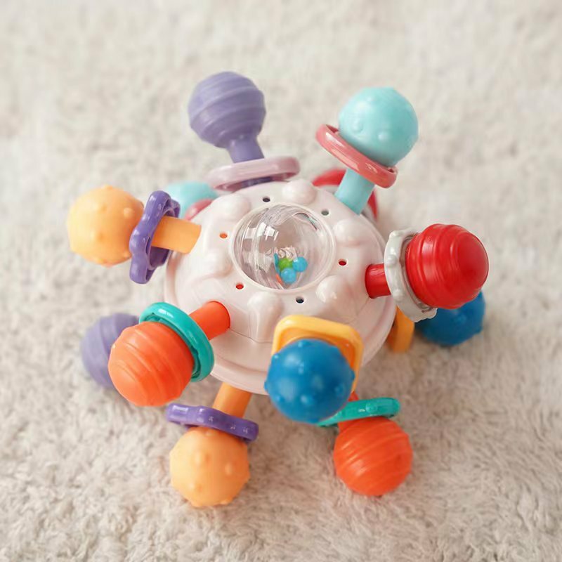 Babys pielzeug 0 12 Monate rotierende Rassel ball Greif aktivität Baby Entwicklung Spielzeug Silikon Beißring Baby sensorische Spielzeuge für Babys