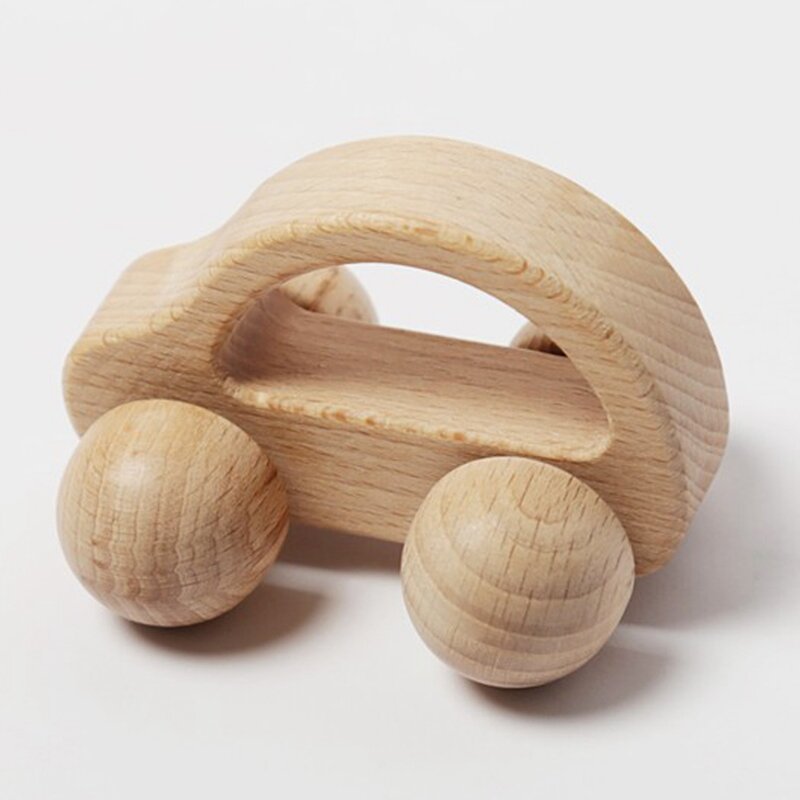 Mainan kayu untuk bayi, Set mainan tumbuh gigi bayi kayu untuk balita, hadiah mainan bayi baru lahir, mobil